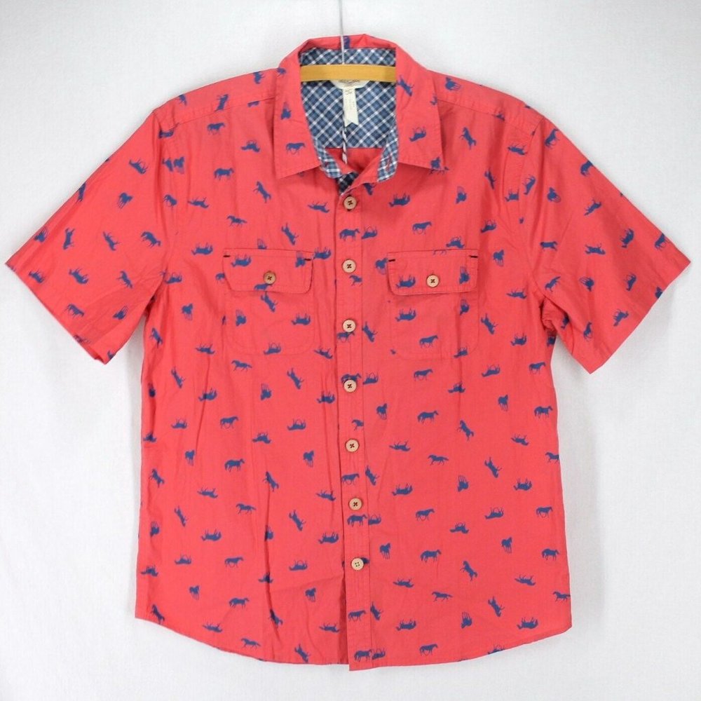 Matilda Jane Joanna Gaines High Horse Shirt Mens S Red Blue Short Sleeve Button